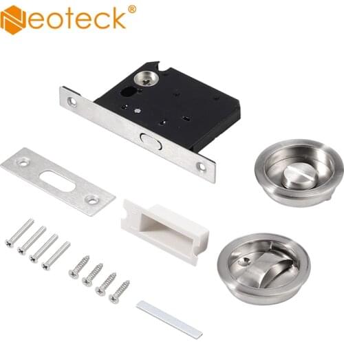 Neoteck Sliding Pocket Door Bathroom Lock Privacy Set Hook Flush Pull Slide Locks Sliding Bathroom Hook Lock