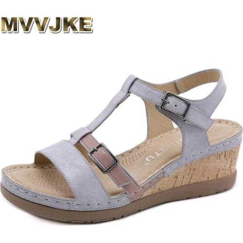 MVVJKE Roman Women Sandals 2021New Fashion All-match European And American Sandals Women Summer Slope Heel Comfortable Ladies