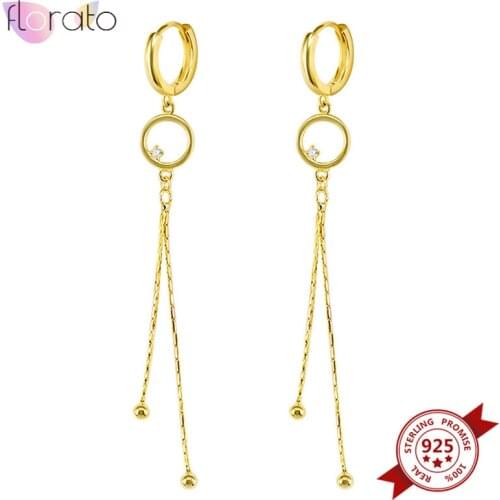 925 Sterling Silver Ear Buckle Tassel Earrings for Women Crystal Dangle Drop Earrings Female Korean Exquisite Earrings