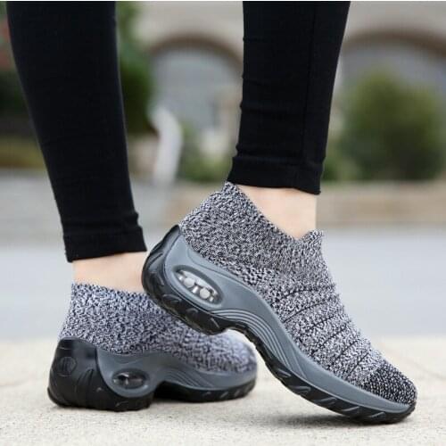 Spring/Autumn Flats Womens Shoes Knitting Sports Fashion Slip-On Casual Shoes Socks Shoes Large Size 35-42 Zapatillas De Mujer