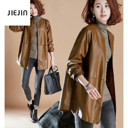 S-6XL Leather Clothes for Women Long Sleeve Loose Fit Fall Stylish Loose Clothing Black Long Waterproof Leather Trench Coat