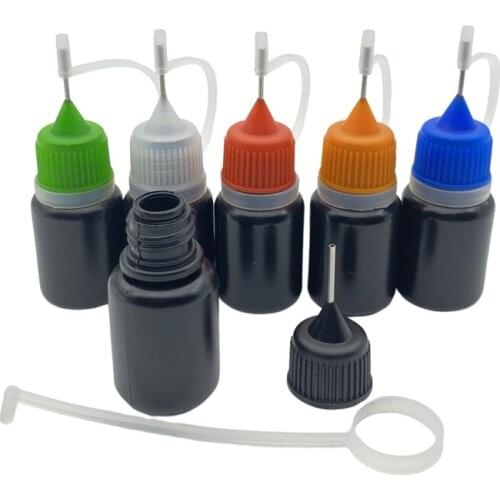 100pcs 5ml Black PE Empty Dropper Bottle for E Liquid Soft Plastic Vial With Metal Needle Cap
