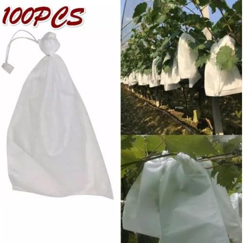 100Pcs Drawstring Style Grape Protect Bag Fruit Protection Bags Mesh Bag Against Insect Pouch Waterproof