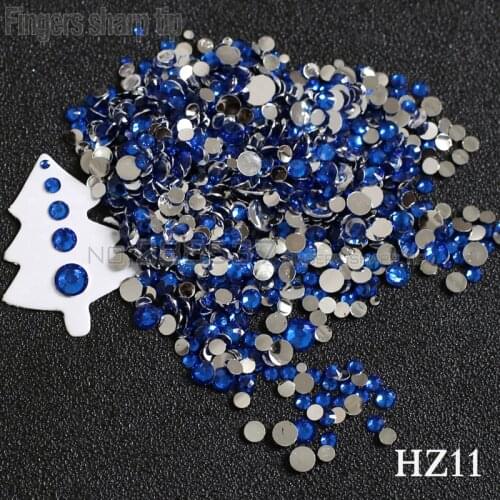 2017 Finger Sharp Tip 1000pcs 2mm-6mm Mix Sizes Royal blue 3D Nail Resin Flat Bottom Popular Nail DIY Decorative Diamond HZ11