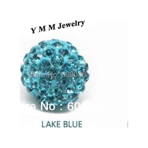 24PCS 10MM Crystal Pave Beads Fit Charm Bracelet Macrame Disco Balls Lake Blue