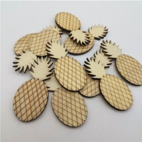 25pcs 50x20mm Wood Pineapple DIY Shapes Crafts For Vintage Wedding Ornament Party Baby Shower Decorations