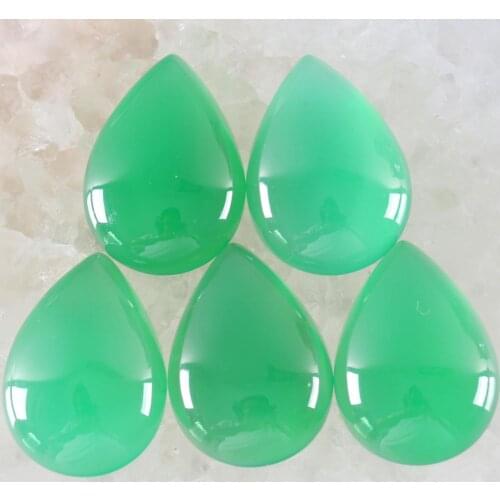 5Pcs 25MM CAB Cabochon Natural Stone Green Onyx Water Drop Bead For Jewelry Making Women Men Ring Gem Cabochon No Hole Bead