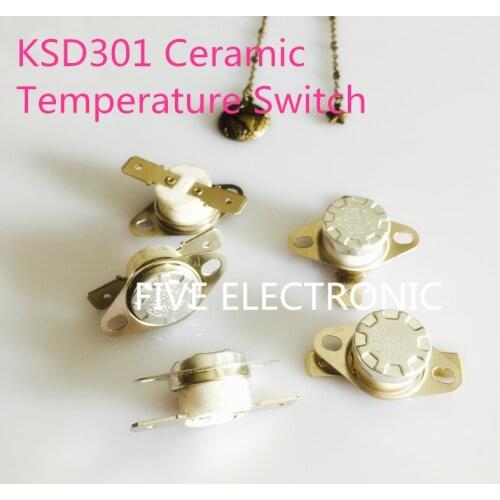 5pcs/lot KSD301 250V 10A Ceramic Temperature Switch KSD-301 HighTemperature: 180-200 Degree Celsius Normally Close