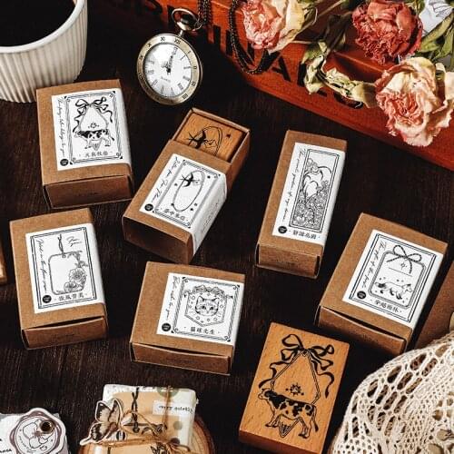 6PCS/LOT the sound of falling objects series stamp DIY wooden rubber stamps stationery scrapbooking standard stamp
