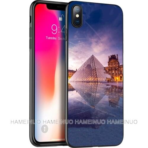 Black tpu case for iphone 5 5s SE 2020 6 6s 7 8 plus X 10 XR XS 11 pro MAX silicon cover Paris France Tower Louvre