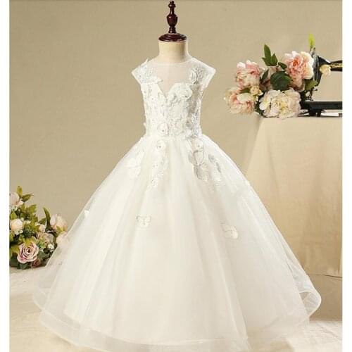 Flower Lace Baby Girl Baptism Dress Butterfly Princess Christening Gown Newborn Girl 1 ST Birthday Infant Party Pageant Dress