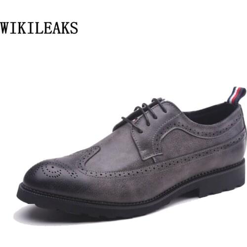 Designer Brogue Shoes Men Fashion Pointed Toe Wedding Shoes for Men 2021 Black Mens Dress Shoes Leather Zapatos Hombre Chaussure