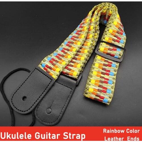 Guitar Ukulele Strap Multi Color Adjustable Guitarra Straps Belt with PU Leather Ends Guitar Parts