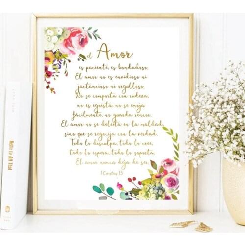 Spanish Bible Verse Modern Wall Decorative Painting Canvas Poster For Living Room Bedroom Dining Room Home Decor