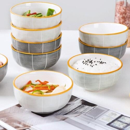 Japanese Style Noodle Bowl Ceramic Cute Simple Rice Soup Bowl Servies Home Creative Talerze Obiadowe Kitchen Dinnerware DI50W