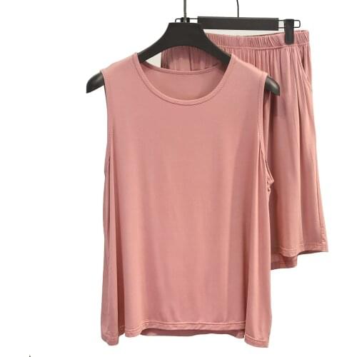 Summer Casual Women Pajamas Set 2PCS Nightwear Loose Plus Size Elastic Cotton Sleepwear Sleepset Sleeveless Home Clothes 6XL 7XL