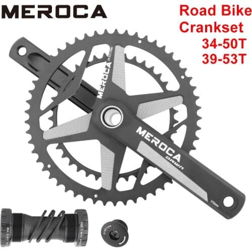 Meroca Road Bicycle Crankset 170Mm Aluminum Double Chain Disc 34-50T Bicycle Crank Set Bicycle Accessories