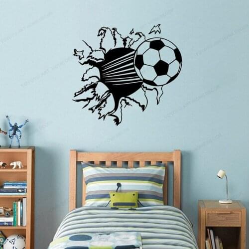 Creative decoration soccer stickers for broken wall pattern for baby kids room artistic mural HJ238