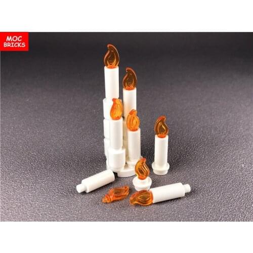 MOC Bricks White Candlestick Candle Flame fit with 37762 , 37775 Building Blocks figure DIY Toys for children Dolls gifts