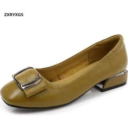 Best Sale 2020 New Spring Top Soft Cowhide Soft Sole Comfortable Shoes Woman Low Heel Shoe Large Size Women Shoes Fashion Shoes