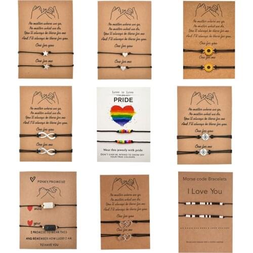 Fashion Charm Bracelet For Couples 2pcs/set Volcanic stone Flower bracelet Bead Bangles Friendship Women Man Heart Wish Jewelry