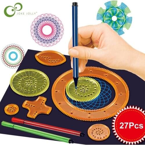 22pcs Spirograph Drawing Toy Set Interlocking Gears Wheels Painting Drawing Accessories Creative Educational Toy Spirographs GYH