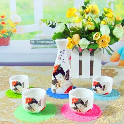 5 Style Japanese Sake Set Ceramic Wine Set Vintage Wine Bottle Flagon Liquor Spirits Drinkware Cups Bar Set For Wedding Gifts