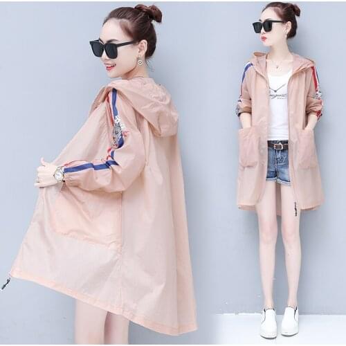 2018 new sunscreen clothing, womens medium length, anti ultraviolet breathable beach coat, big size thin coat. LQ0108