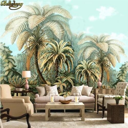 Beibehang Custom wallpaper murals wall stickers hand painted tropical plant wall painting large backdrop wall papel de parede