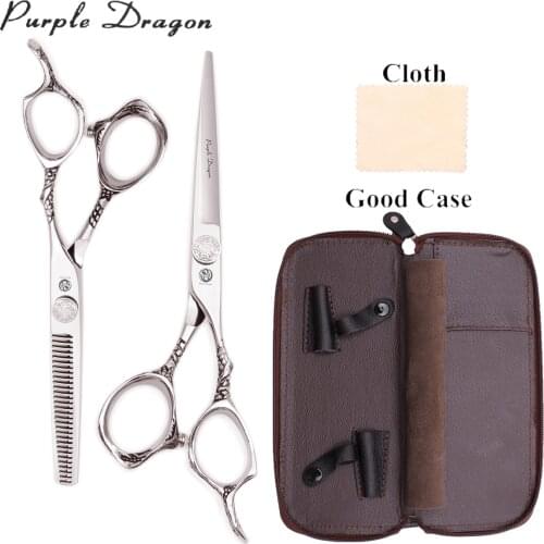 Hairdressing Cutting Scissors Purple Dragon Hair Scissors 6.0" Japanese 440C 9001# Thinning Shears Professional Barber Scissors