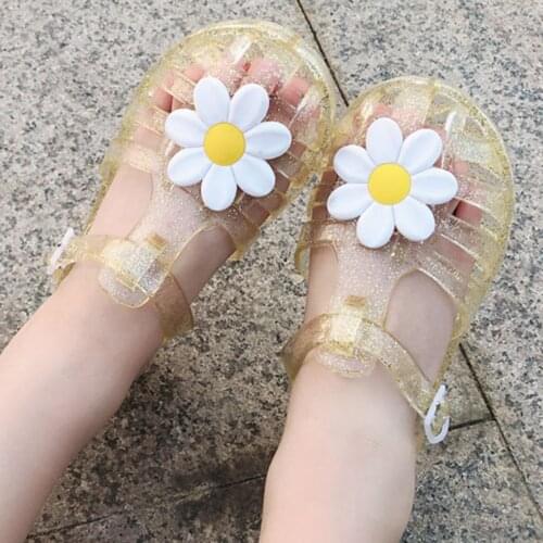 Daisy Flower Sandals Toddler Baby Girls Cute Princess Shoes Summer Casual Kids Beach Shoes Transparent Non-slip Children Sandals