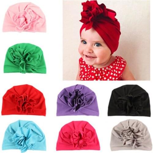 Newborn Infant Kids Girl Baby Bow Beanie Cap Cotton Turban India Hat Hair Accessories