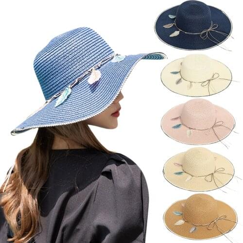 Summer Hot Sale Quality Womens Sunshade Wide Brims Hat Outdoor Summer Sunscreen Beach Straw Sun Hat For Dropshipping