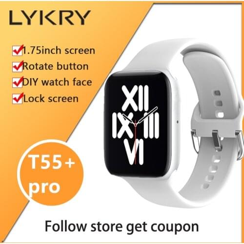 LYKRY IWO T55 Plus Pro Smart Watch Women 1.75 inch Screen Bluetooth-compatible Call Body Temperature Men Watch Watches PK T500