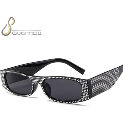 Vintage small rectangle quay sunglasses women 2021 trending products red yellow purple rhinestone sun glasses oculos retro