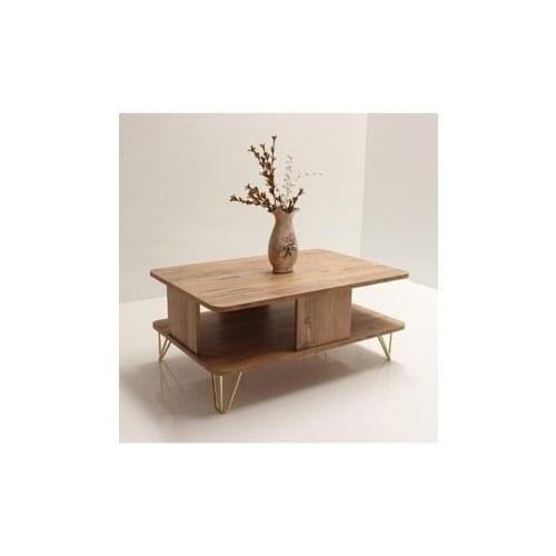 Modern lux Oval Edge Medium Coffee table Gold Metal Legs Pine-Pine coffe table