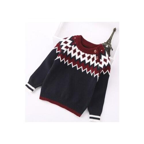 Boys sweater 2020 spring and autumn new girls clothes wear geometric cotton knitted baby pullover sweater