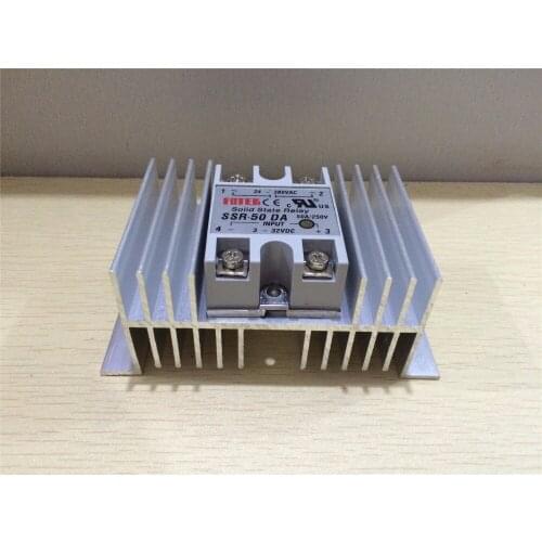Solid State Relay SSR-50DA SSR-60DA SSR-80DA SSR-100DA Input 3-32VDC Output 24-380VAC + M Type Heat Sink