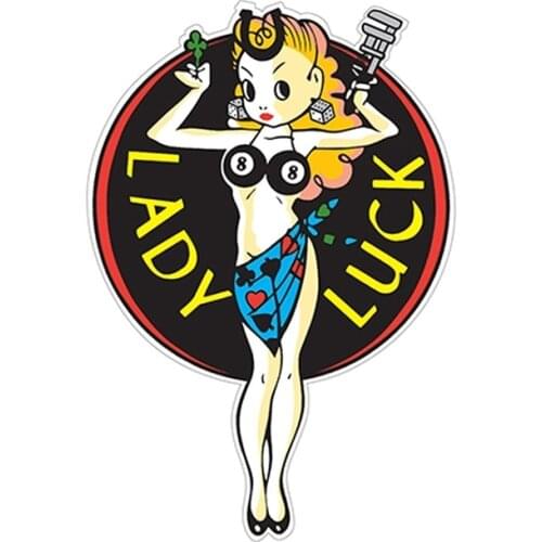 Funny Car Stickers Lady Luck Circle Performance Window Bumper Vinyl Decal DIY Car Body Decals