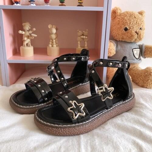 Star Buckle Lolita Sandals Womens New Summer Fashion Lolitas Japanese Students Jk Shoes Anime Sweet Girls Cosplay Rivet Gothic