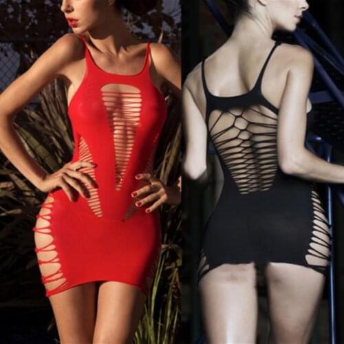 Erotic Lingerie babydoll women o neck dress for sex lenceria mujer black red Sexy Underwear porno costumes tenue femme erotique