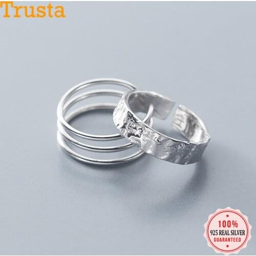 Trustdavis Authentic 925 Sterling Silver Fashion Three Layer Uneven Opening Ring For Women Wedding S925 Ring Jewelry Gift DA1184