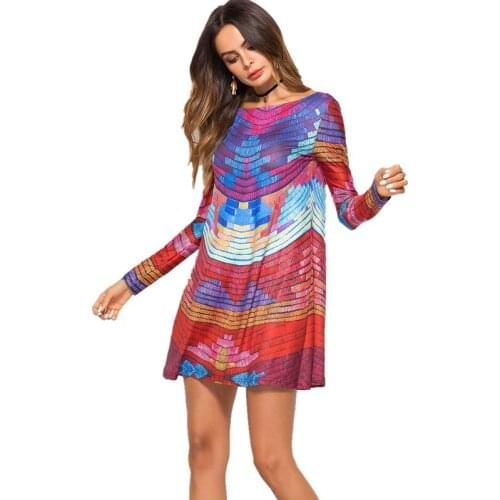 2022 womens Backless O neck Long Sleeve dress fashion new style casual loose dress large size beach dress summer AD518