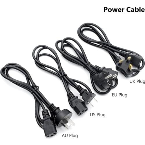 1.2 m C13 IEC 320 EU US AU UK 2 Pin 3 Pin AC 10A Round EU Plug Power Cable Extension cord Cord for Kettle PC Laptop AC Adapter