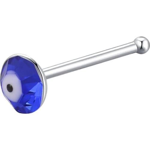 1 Pcs evil eye 925 sterling silver Piercing Round Nose Studs Ear Tragus Cartilage Earring Nose Hoops Ring Body Jewelry party Bi