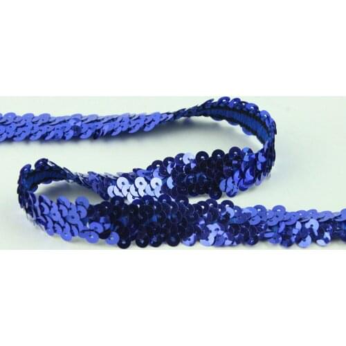 10 Yd Elastic Sequin Applique Trimming Stretch Sequin Lace Tape DIY Sewing Craft Blue