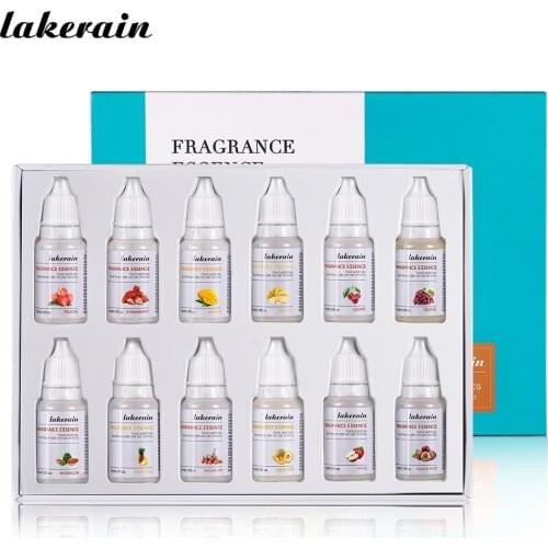 12pcs Fruit Fragrance Essential Oils Diffuser Essential Oil Strawberry Fruit Coconut Flavoring Oil for Lip Gloss DIY Soap Making