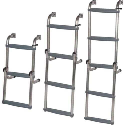 316 Stainless Steel Folding Long Base Boarding Ladder 2/3/4 Step Marine Boat Yacht