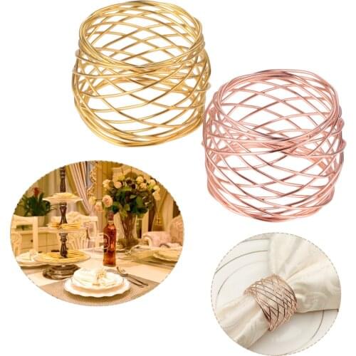 3x Modern Alloy Net Napkin Rings Gold Rose Gold Delicate Party Dinner Table Holiday Wedding Banquet Hotel Decoration