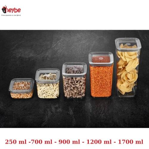 5-10-15-20-25-30 Pcs New Transparent Full Vacuum Lid Airtight High Quality Storage Container Set Box Food Kitchen Organizer Rice Pasta Coffee Spice Original Glass Look Hygienic Jars Pantry Bottle Cereals Gaskets Clothe